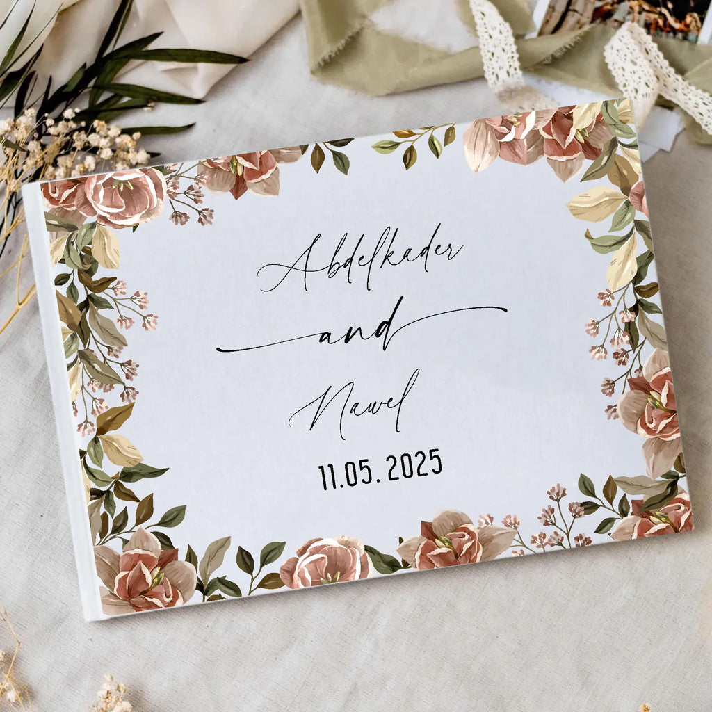 Livre d’or mariage bohème - liseré de fleurs sauvages