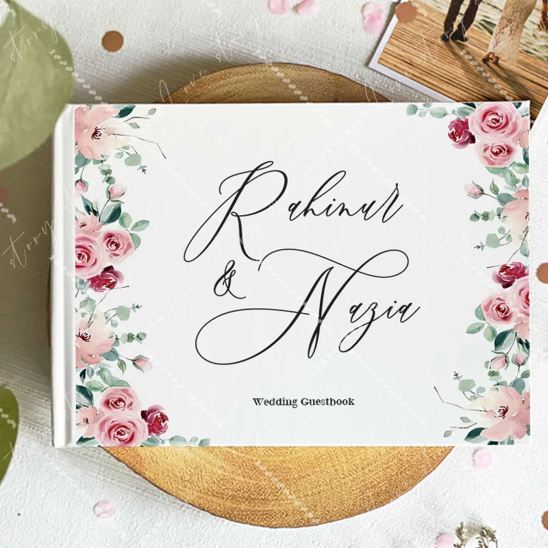 Livre d’or mariage bohème - liseré de roses multicolores